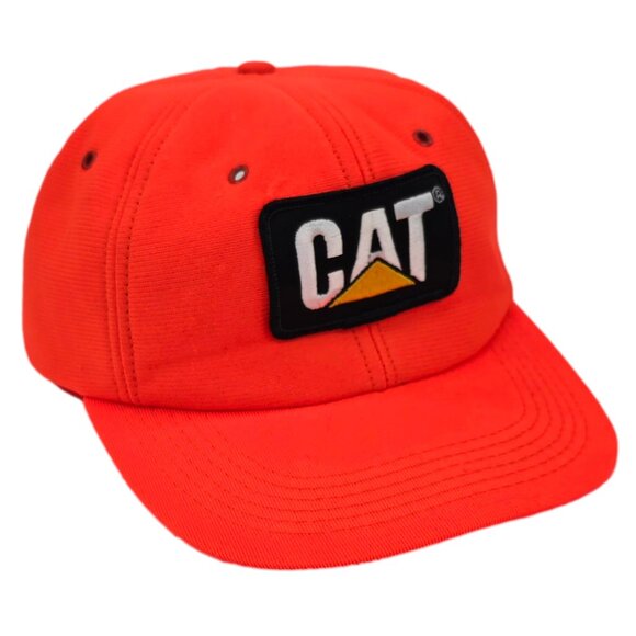 Caterpillar CAT Diesel Power Hat Vintage Snapback Patch Blaze Orange Full Foam - Picture 2 of 6